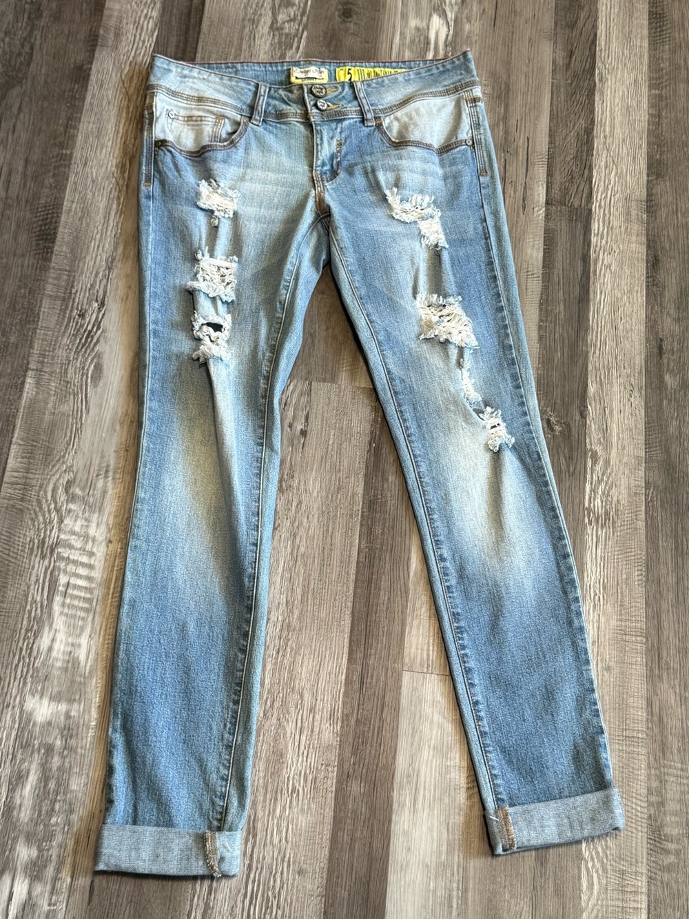 Indigo Rein Light Blue Distressed Boyfriend Jeans size 5